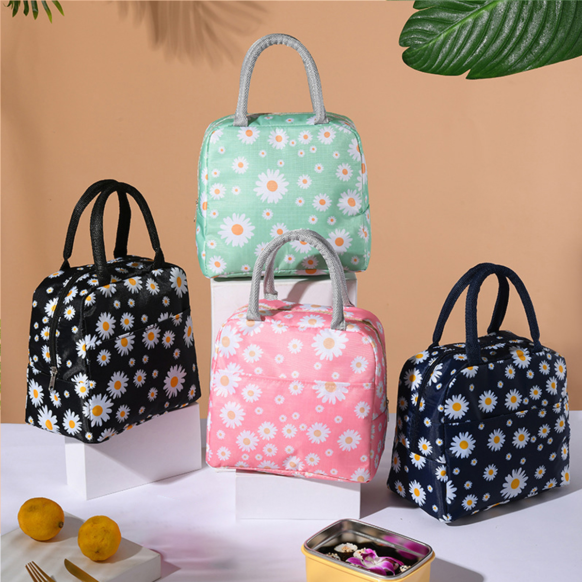 version fresh daisy printed portable lunch box bag Multifunctional insulation pouch Outdoor cold insulation ice pack fashionabl