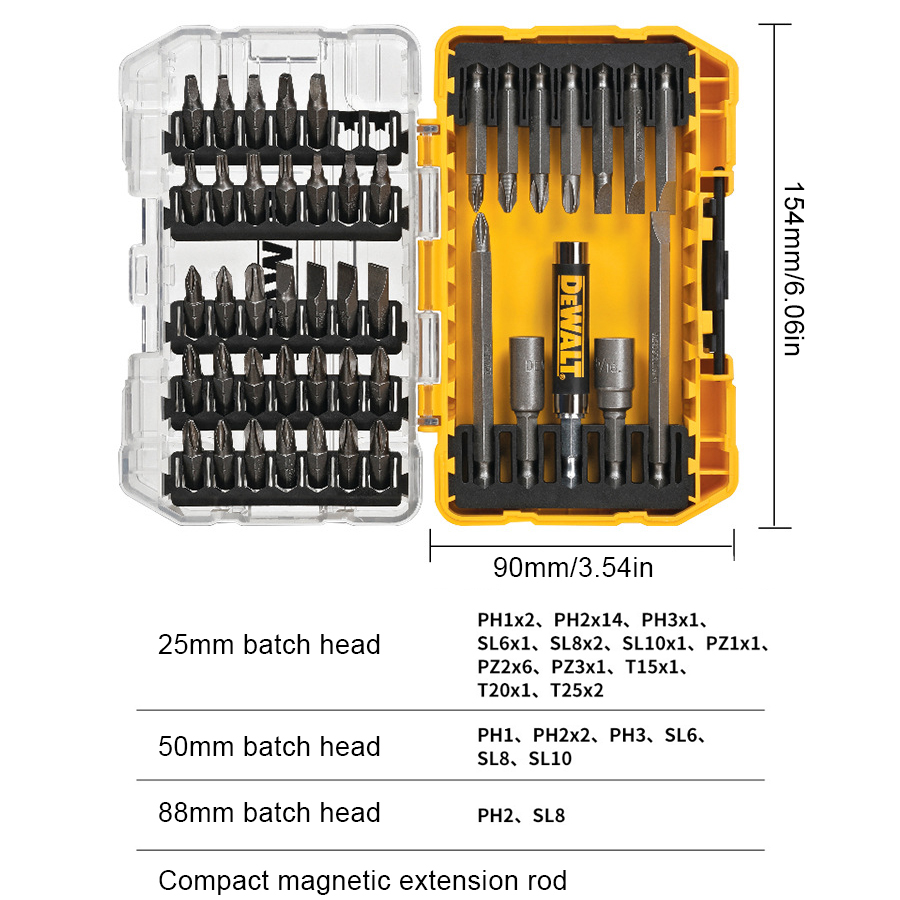DEWALT Drill Drive Screwdriving Bit Set DT70702 DT70732T-QZ DT70734T-QZ DT70739T DT70748T-QZ DT70758 DW2166 DWACS65: black
