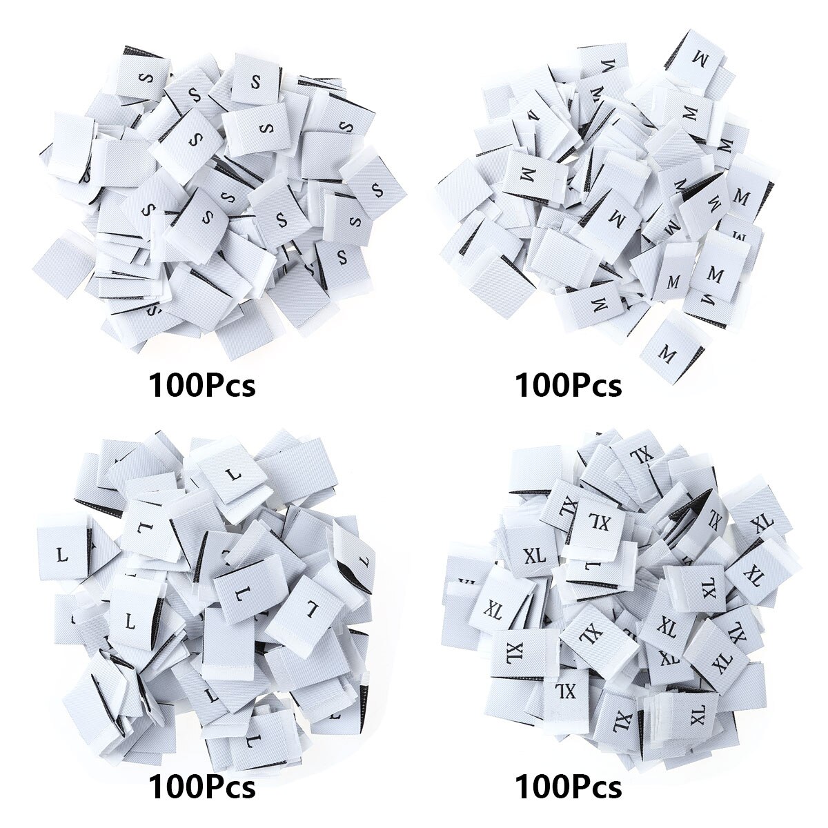 400- -pack s/m/l/xl spot klädesplagg etiketter gör det själv sömnad plagg etiketter polyester vävda storleksetiketter etiketter hemtextilprodukter kod: Vit