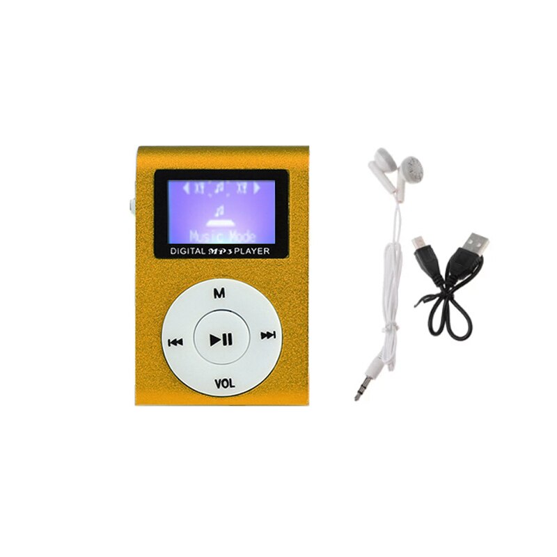 Reproductor de MP3 deportivo con pantalla LCD, Mini Clip de Metal, reproductor de música MP3 portátil Multicolor, compatible con tarjeta Micro TF/SD de 32GB: Naranja