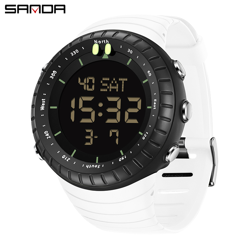 SANDA-reloj electrónico deportivo para estudiantes, cronógrafo Digital multifuncional, resistente al agua, LED, cuenta atrás, a prueba de golpes, 6184: Marrón