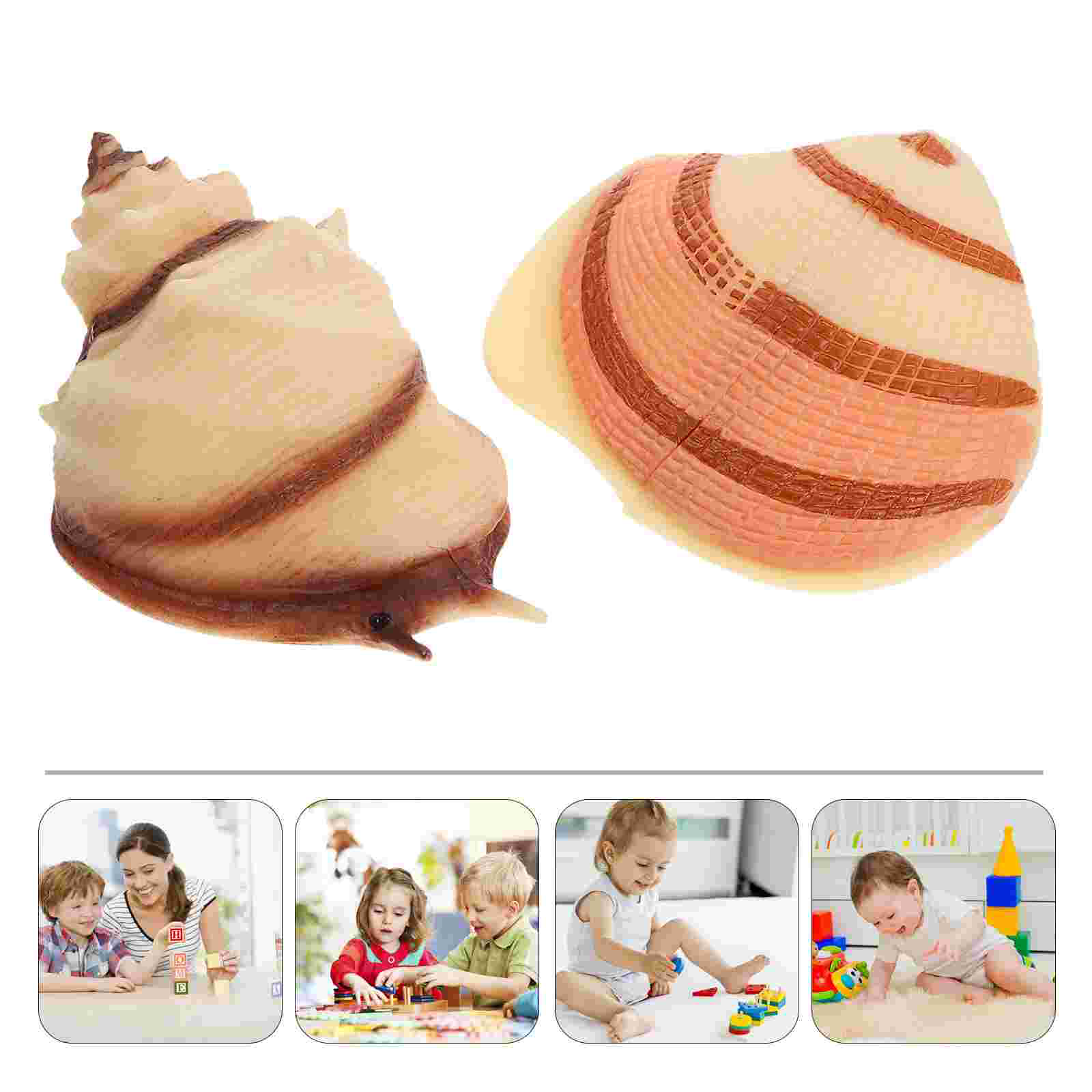 2Pcs Simulated Sea Life Model Vivid Ocean Animal Figurines Realistic Conch Shell Model
