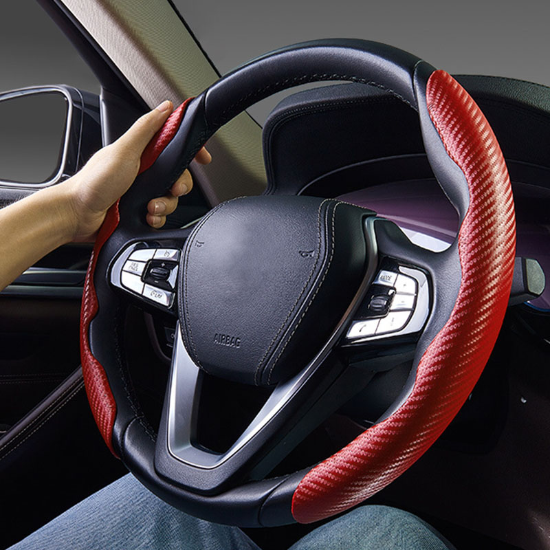 Koolstofvezel Auto Stuurhoes Voor Tesla Model 3 Y X S 38Cm Non-Slip Dragen-slip Zweetabsorberende Stuurhoes
