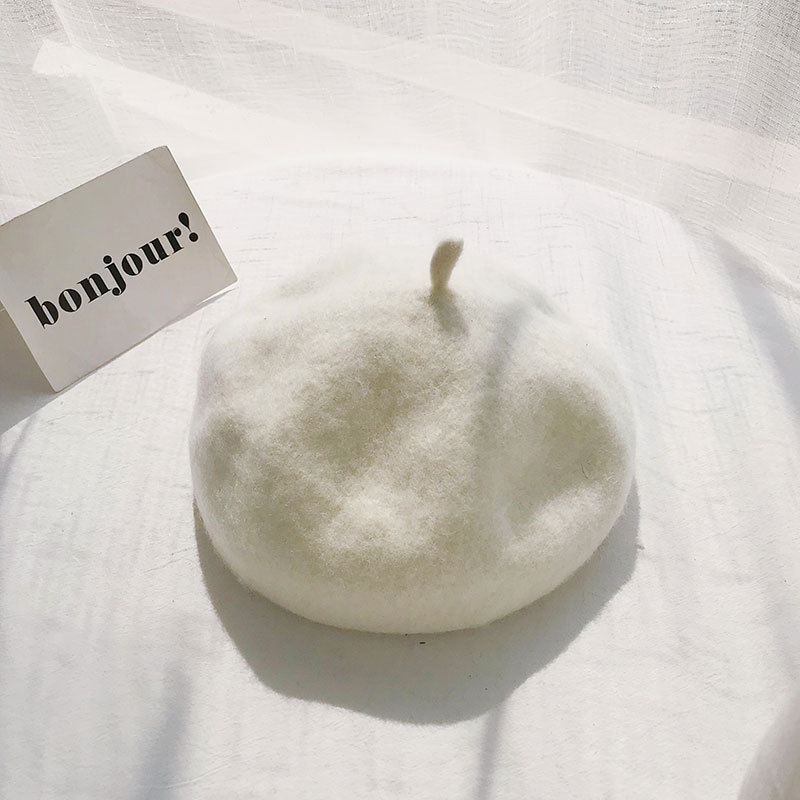 Cashmere Berets Hats Winter Warm Wool Berets Autumn Winter Vintage Female Hat Warm Cap Female Lady Girls Khaki Beige Red Yellow