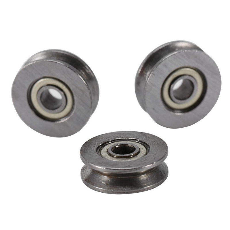20Pcs V Groove Bearing 3X12X4mm Carbon Steel Durable V Groove Ball Bearing Pulley for Rail Track Linear Motion Systems