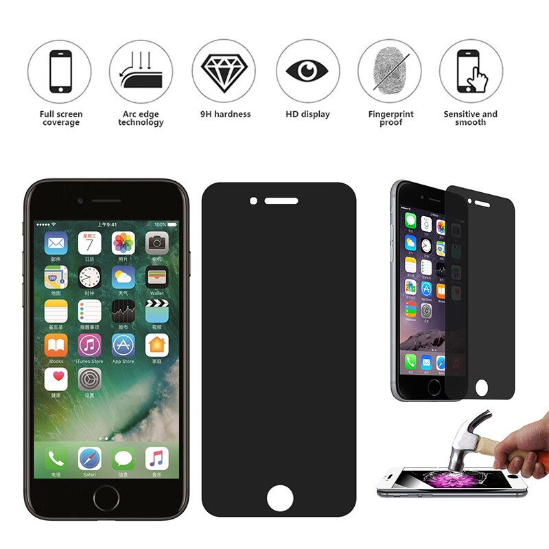 Anti- Privacy Screen Protector for iPhone 8 Plus Tempered Glass Film Screen Protectors Accessories Parts