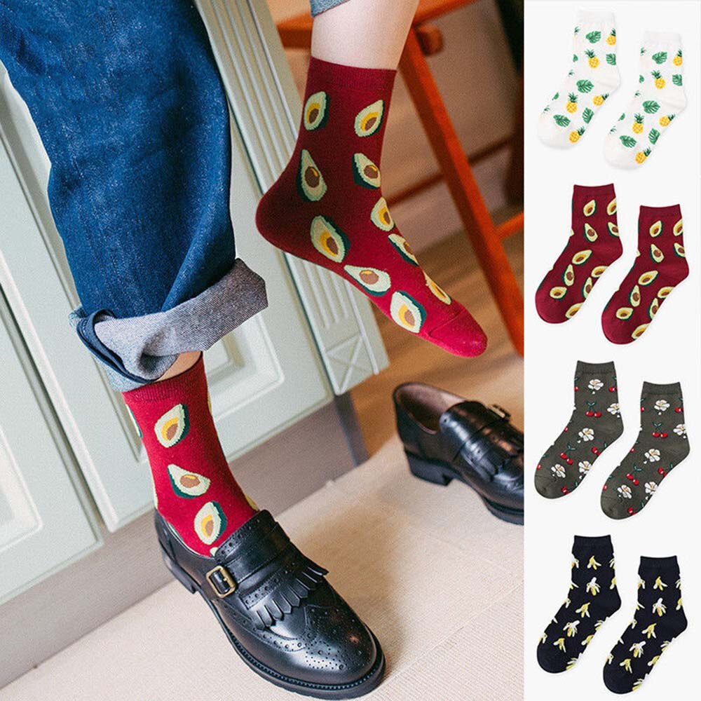 Novelty Graphic Socks Men Women Cotton Socks Friut Avocado Printed Sports Funny Socks Christmas