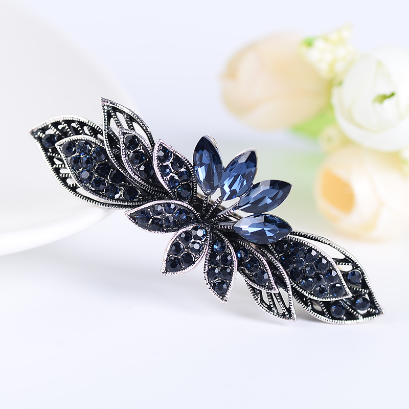 EASYA Vintage niebieski Rhinestone Hairwear motyl kwiat klamry do włosów kobiety spinki do włosów Retro łuk akcesoria do włosów biżuteria: Pokryte niebieskim cynkiem