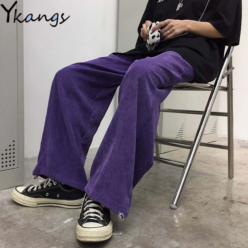Dragsko lila byxor vida ben baggy kvinnor byxor med hög midja harajuku koreanska byxor dam streetwear hip hop joggare