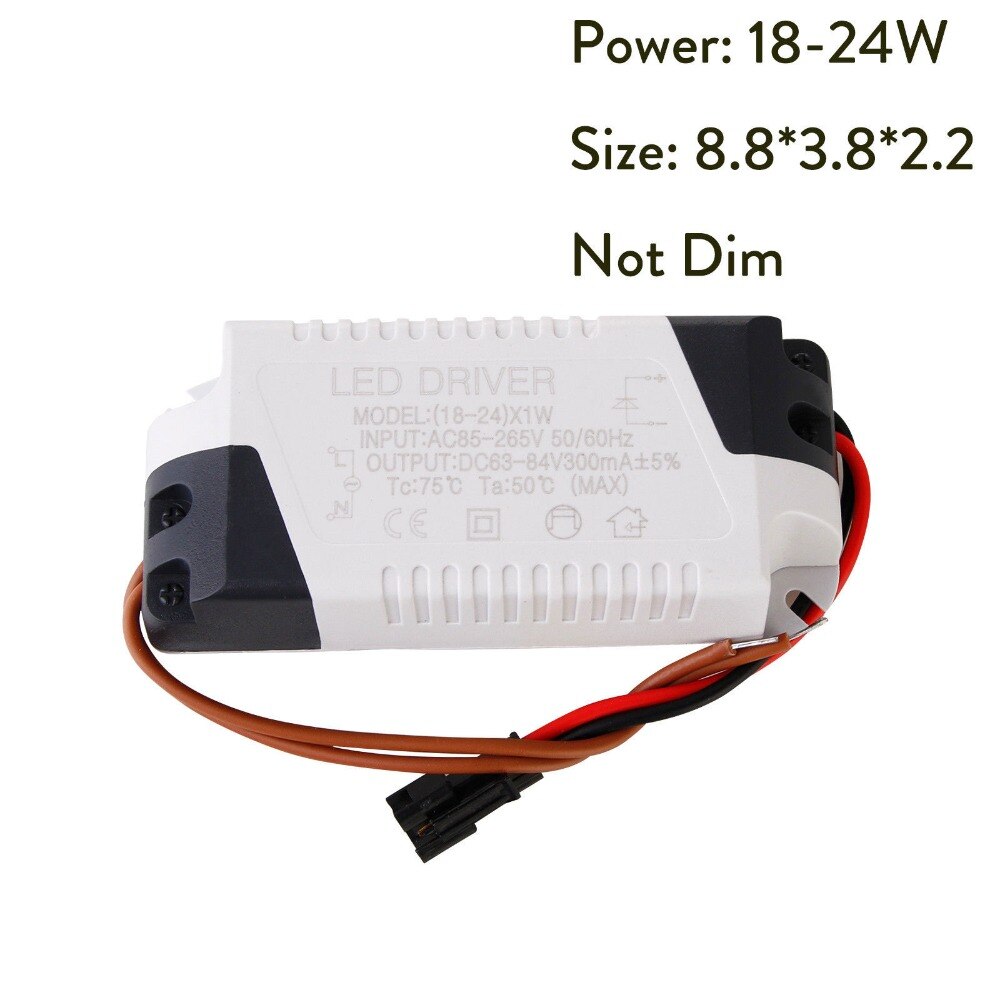 Led konstant driver 85-265v 1-3w 4-5w 4-7w 8-12w 18-24w 300ma strømforsyning lystransformatorer til led-loft downlight-belysning: 18-24w