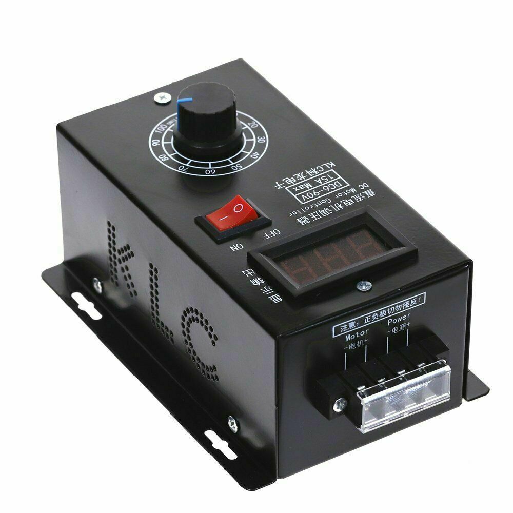 Dc 6-90v pwm dc motor hastighedsregulator regulator plc 15a regulator volt display