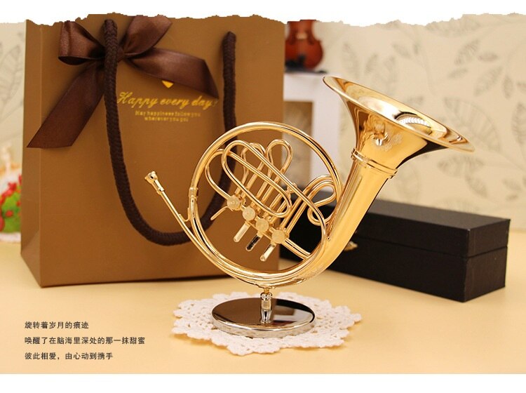 Mini Franse Hoorn Model Muziekinstrument Miniatuur Bureau Decor Display Muziekinstrument Kerstcadeau