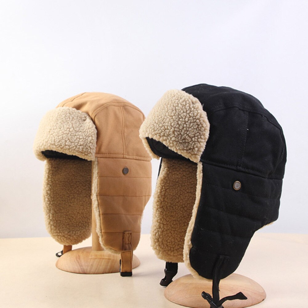 Lei Feng Hat - Unisex Winter Riding Cap - Adjustable Ear Flap for Cycling Skiing - Khaki