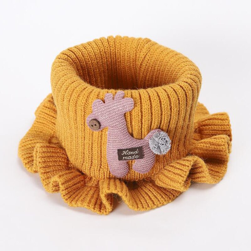 Toddler Children Knitted Neck Scarf Cartoon Warmer Crochet Cowl Collar Circle Warmer Winter Casual Soft Scarves For Baby: Yellow