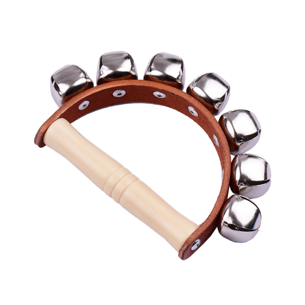 Tafelbel Hand Bells Met 7Pcs Jingle Bells Houten Handvat Muziekinstrument Speelgoed Voor Muziek Klasse