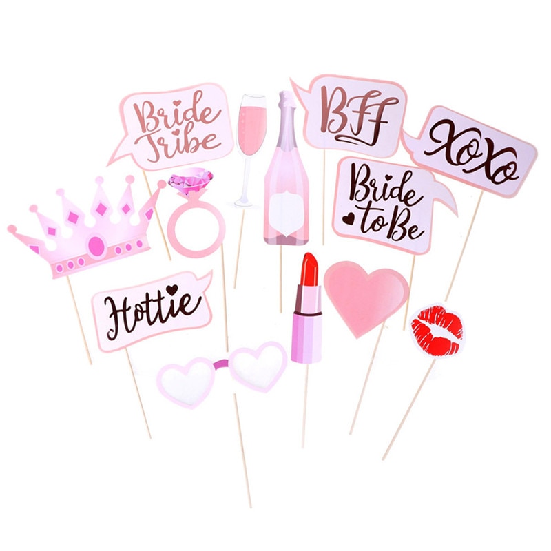 13pcs/set Bride To Be Party Mask Photo Props Wedding Decoration Bachelorette Party Hen Party Photo Booth