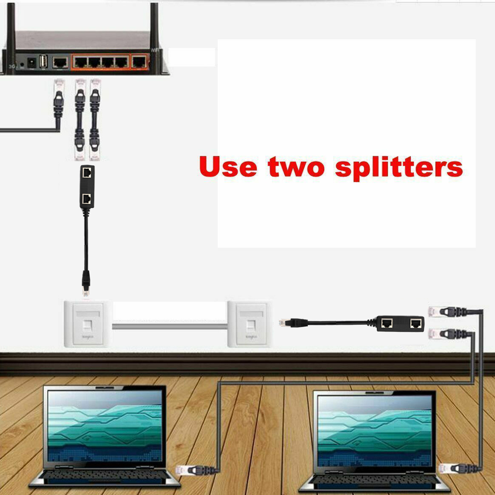 RJ45 1 bis 2/1 bis 3 Wege Splitter-Anschluss Netzwerkadapter Katze5 Katze6 Katze7 LAN Ethernet-Kabel für Netzwerkverlängerung
