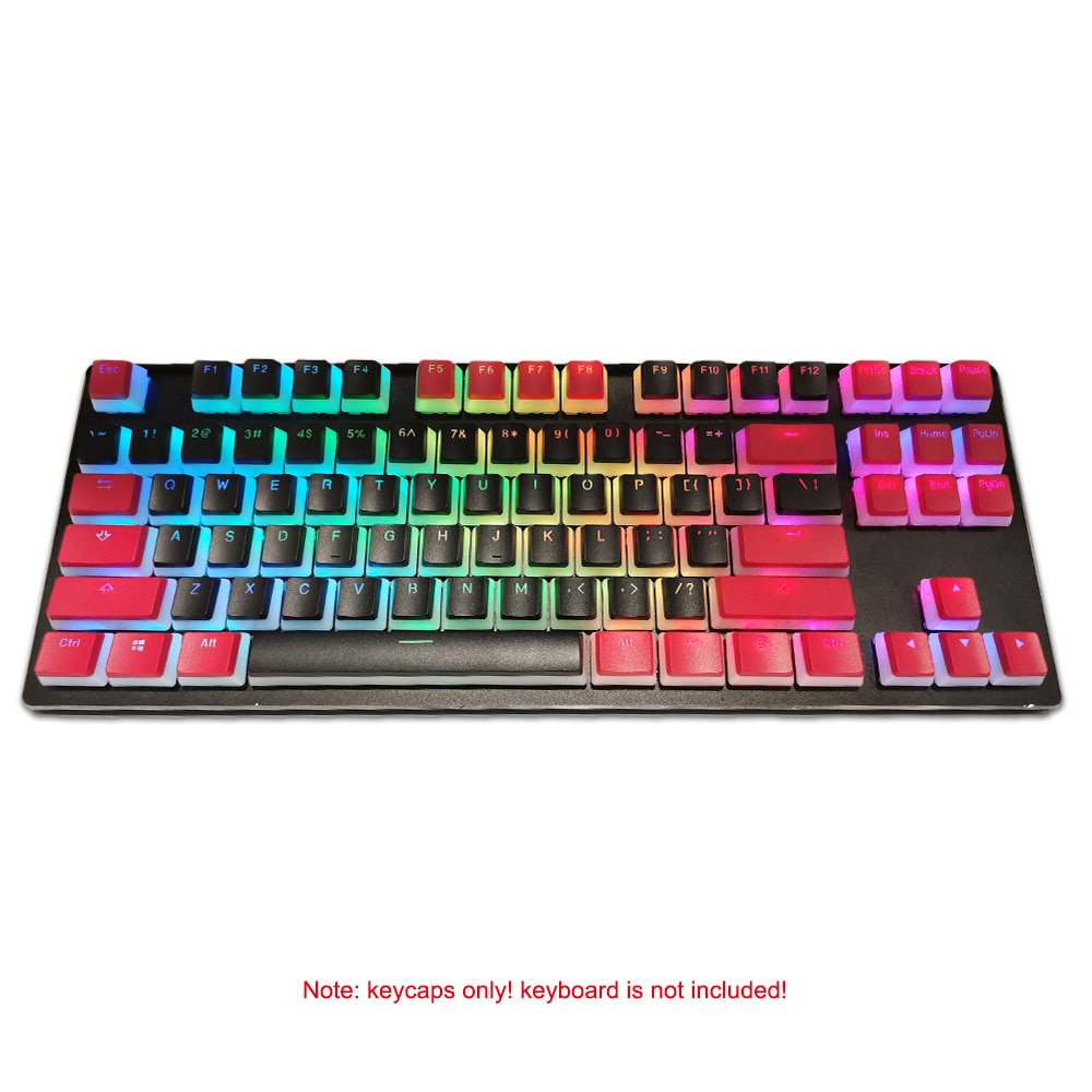 Pudding Keycaps Double Shot Backlit 104 Keycaps Set with Puller compatible with Cherry MX Mechanical Keyboard Black&Red
