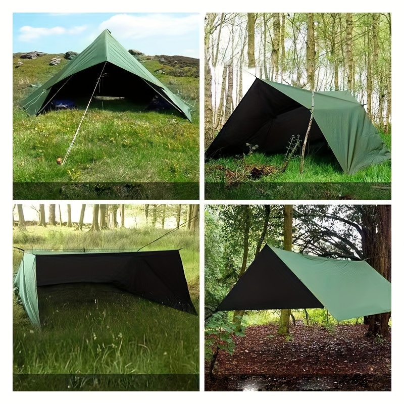 Tienda de campaña impermeable con 19 puntos para colgar, lona de supervivencia, refugio solar, toldo de sombra para mochilero al aire libre, sombrilla para acampar