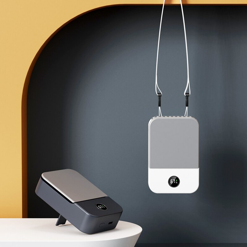 Oplaadbare Wearable Fan Draagbare Neck Ventilator Met Led Display Usb Mini Draadloze Koele Nek Opknoping Fan Ventilator Q205