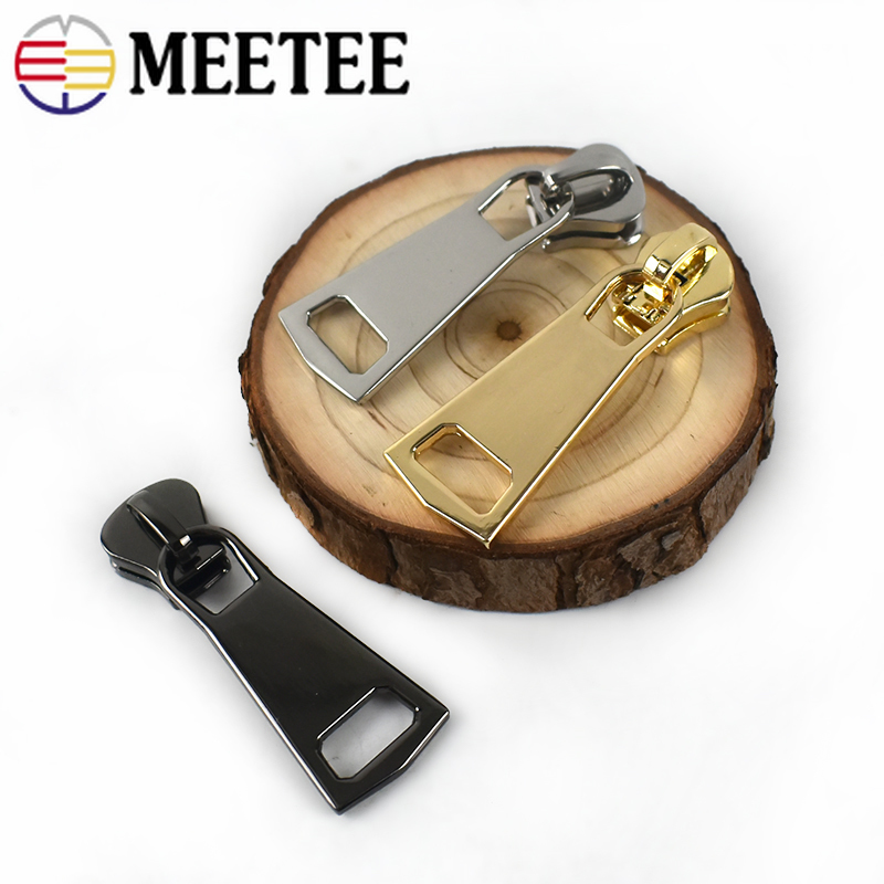 Meetee 10pcs 8# 15# Alloy Zipper Silder for Resin Zips Head Metal Puller for Jacket Zip Repair Kit DIY Garment Sew Zipper Silder