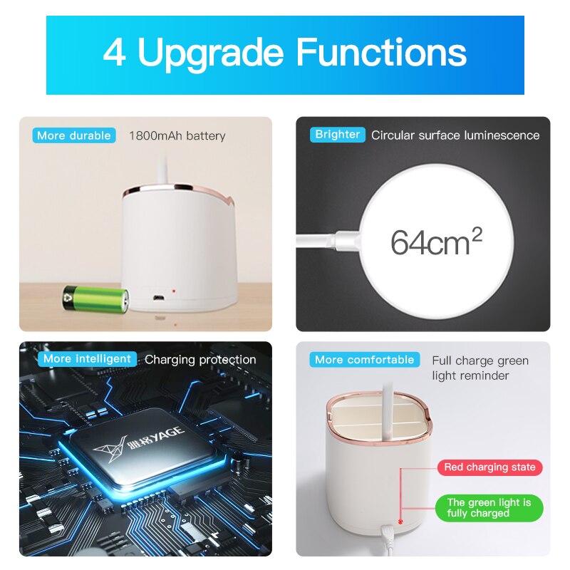 Lámpara inalámbrica para mesa de estudio de cuello de cisne 3 modos táctil 1800mAh recargable LED de lectura de escritorio lámpara de mesa USB Flexo lámparas de mesa