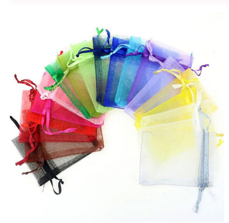 20 pcs/lot Organza Bags Wedding Pouches Jewelry Candy Cookie Packaging Bags Nice Bag Event Party Packing Supplies