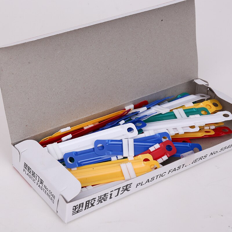 50pcs/Box Fasteners Binder Clip Colorful 2 Holes 80mm Paper Document Clips Office Binding Supplies