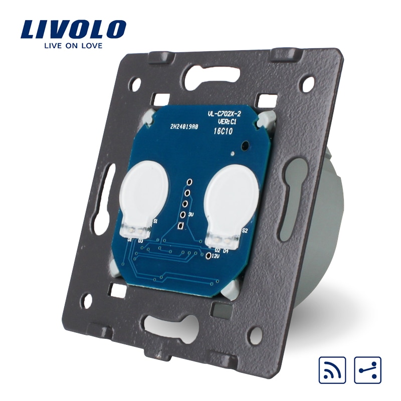 Livolo Eu Standaard, Touch Remote Switch Zonder Glass Panel, 2 Gangs 2 Way, ac 220 ~ 250V + Led Indicator, VL-C702SR