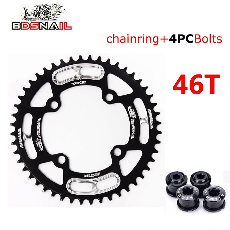 Bdsnail smal breed 104 bcd kettingblad mtb fiets mountainbike kettingblad 44t 46t 48t 50t 52t ketting wielbouten single speed: 46t- zwarte