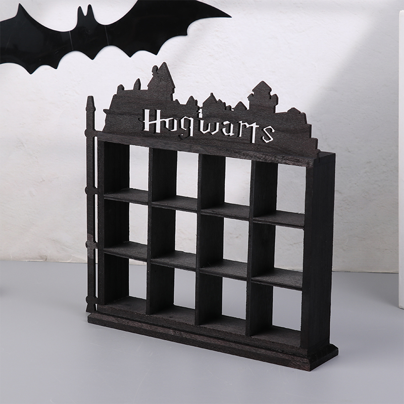 Vitrina de figuras de acción con tema de película de madera, estantes de exhibición coleccionables, estante para figuras, colección de gafas de chupito flotantes