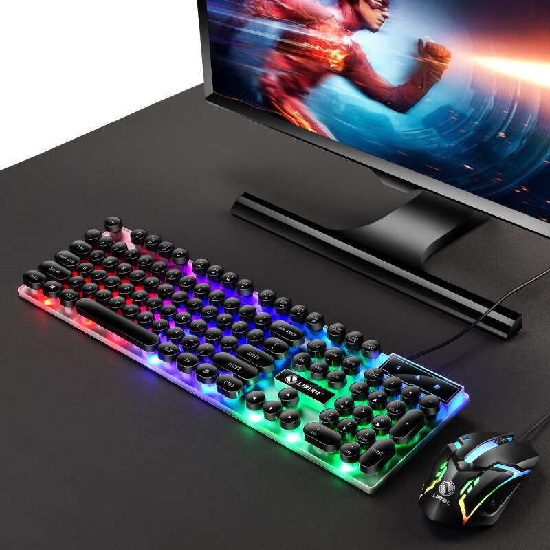 Gaming Keyboard And Mouse Sets Wired Keyboard Game Player Keyboard LED Luminous Gaming Keyboard Set For PC Laptop