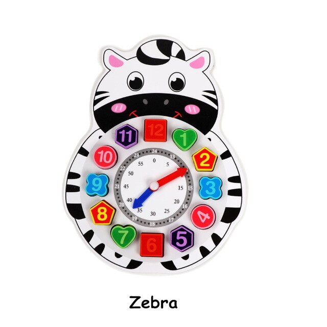 Babyspeelgoed dierenklok kralen doolhof houten speelgoed digitale klok kralen accessoires kinderspeelgoed voor kinderen figuur blokken: Pruim