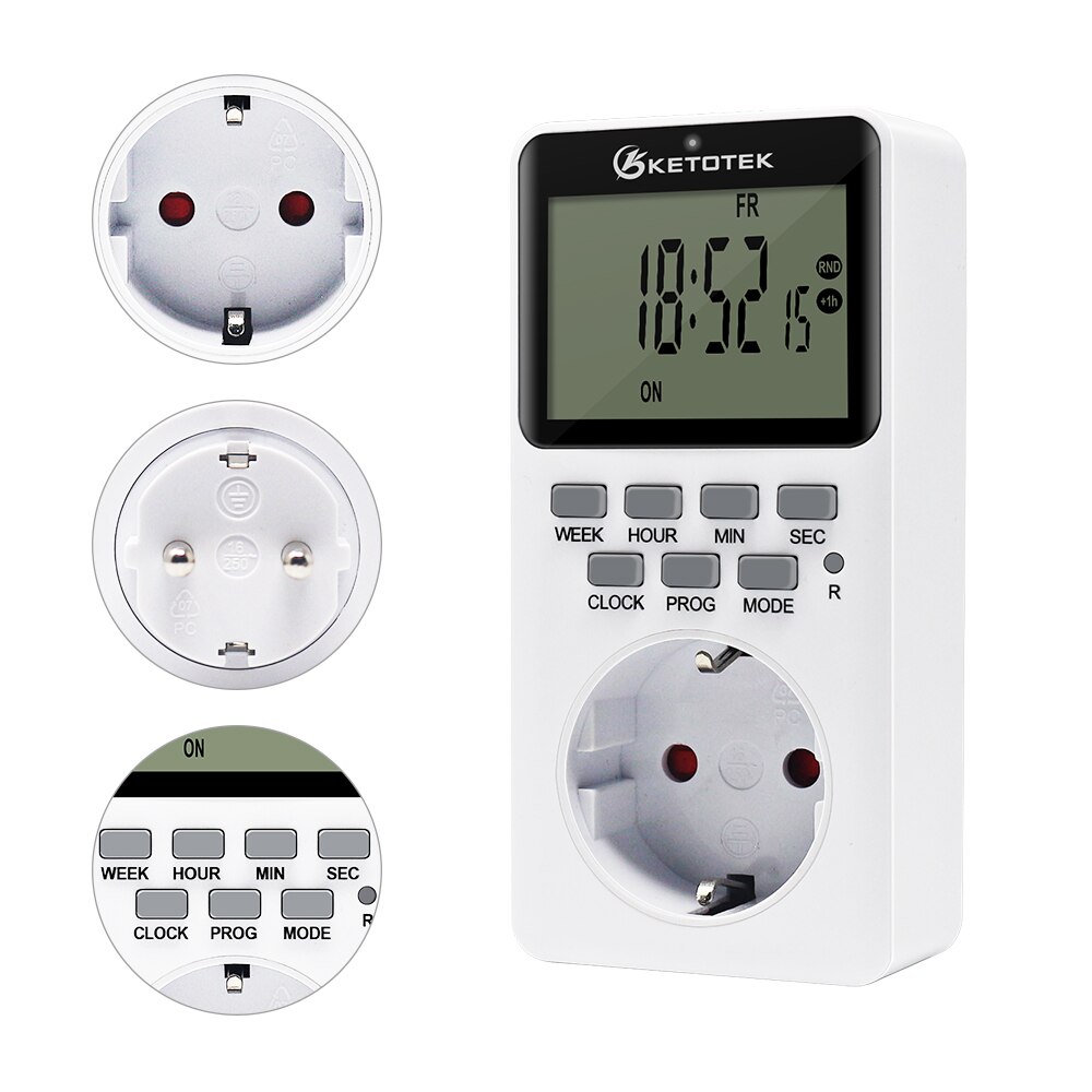 Digital Timer Switch Socket With Timer Outlet Energy Saving Kitchen Timer Week Hour Counter Programmable Socket UK/EU/US/FR Plug