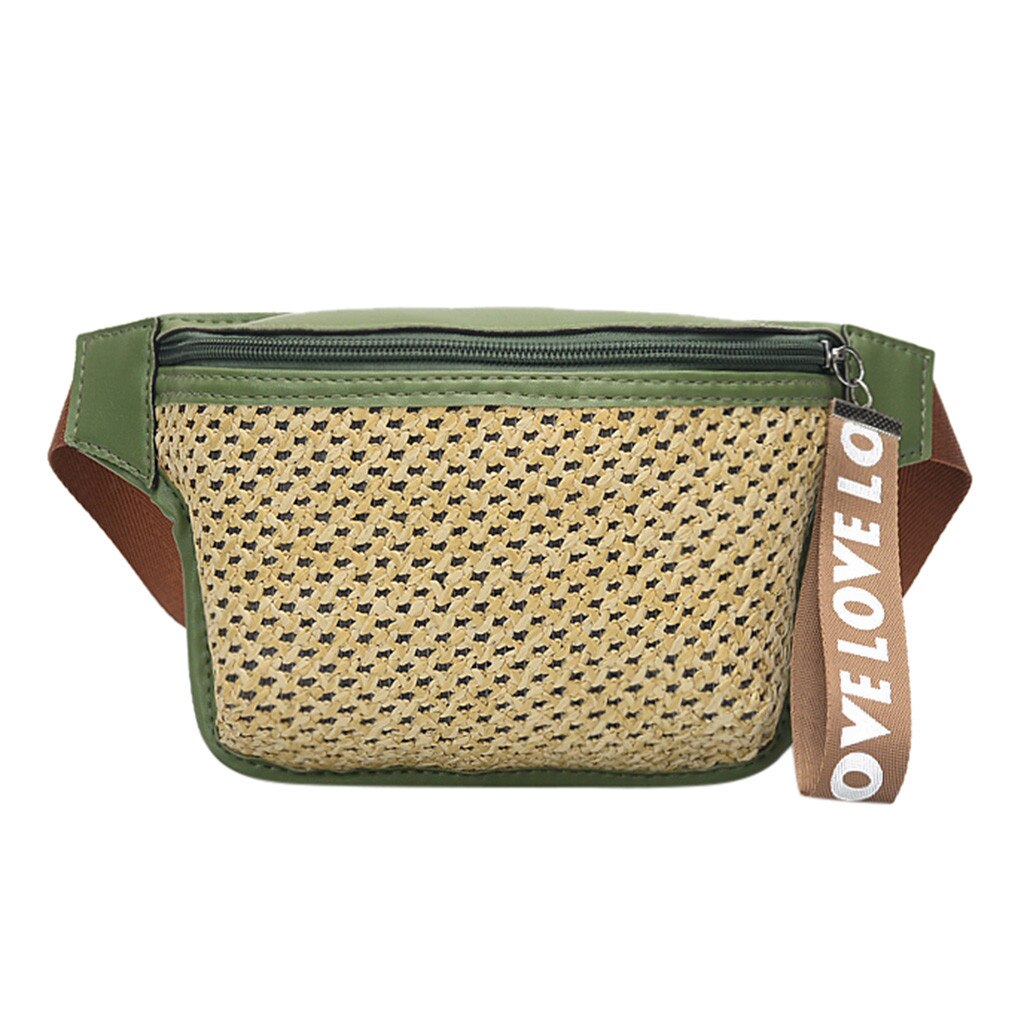 Classic Woven Casual Wild Taille Tas Voor Dame Mode Messenger Bags Brief Borst Banaan Casual Riem Tas Schoudertas Dames: green