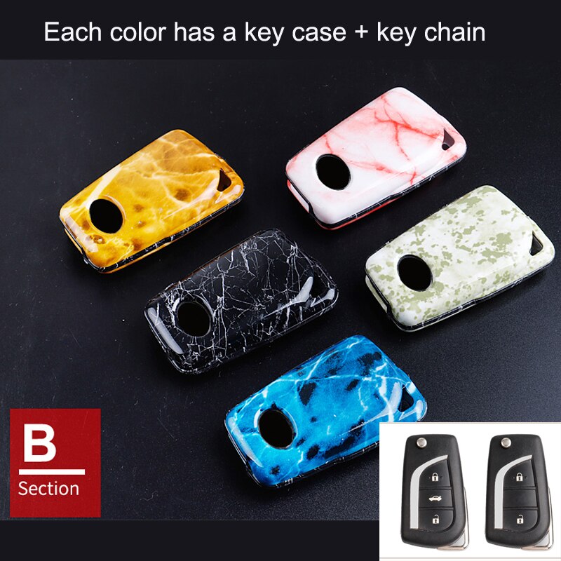 ABS Stone printed Car Key Case For Toyota C-HR CHR Camry corolla Vios RAV4 YARIS Levin Crown Remote smart key bag: For Key B / Brown