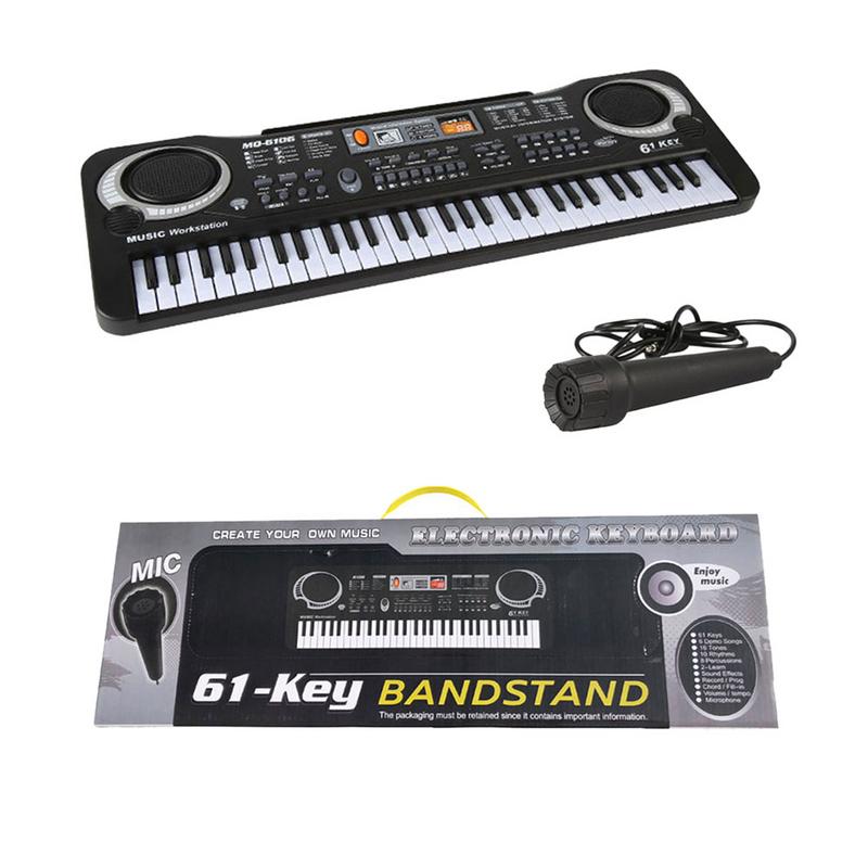 Multifunktionelt elektronisk klaver med mikrofon plastik børn 61 tangenter digital musik elektronisk keyboard til drenge og piger