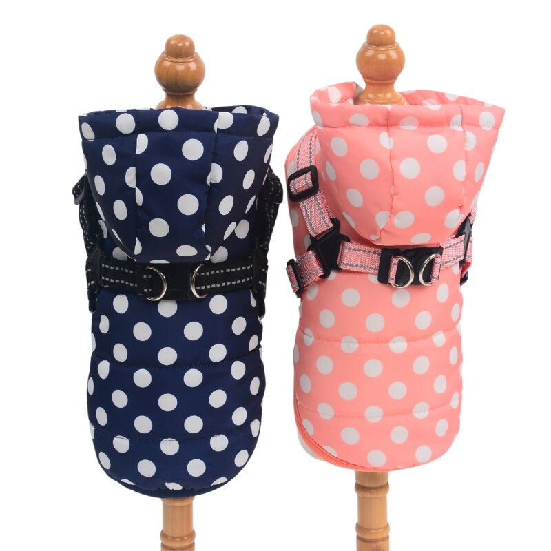 Pet Durable Dog Coat Chest Strap with Dog Harness Autumn Winter Skiing Costume Sleeveless Cotton Padded Vest Dog Clothes