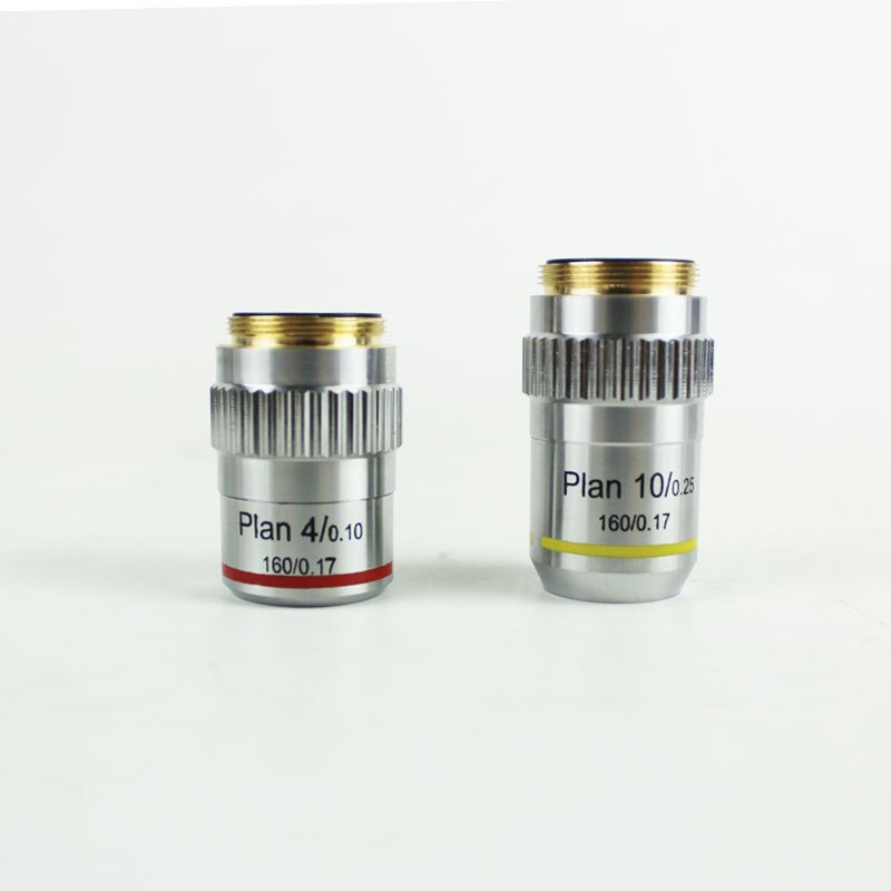 4X 10X 40X 100X Biological Microscope Objective Lens 195 Plan Achromatic Object Glass Microscopio Accessories