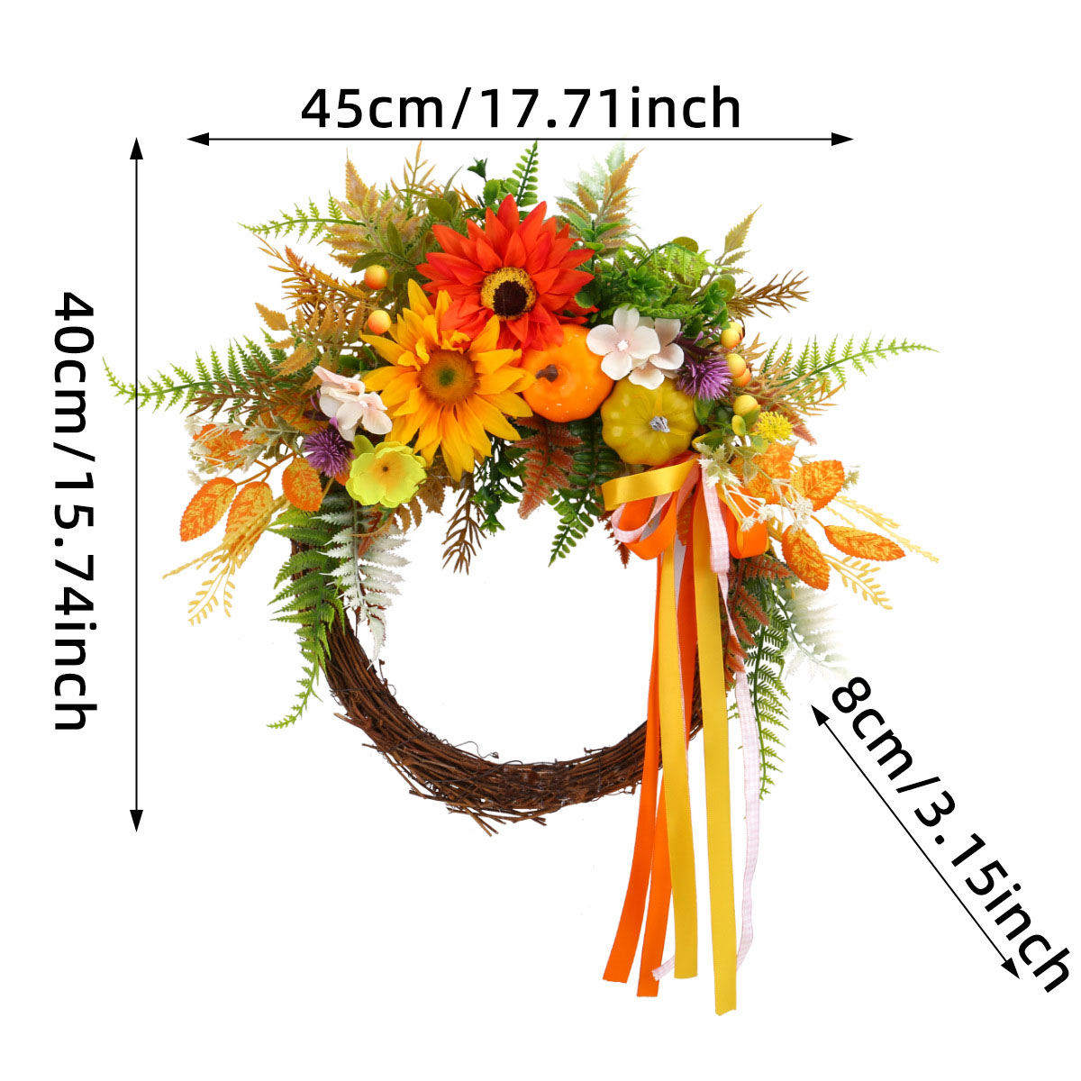 Yannew Fall Wreaths for Front Door Outside Autumn Pinecone Pumpkin Wreath with Maple Leaves Home Patio Thanksgiving Decoration: Deep Pink