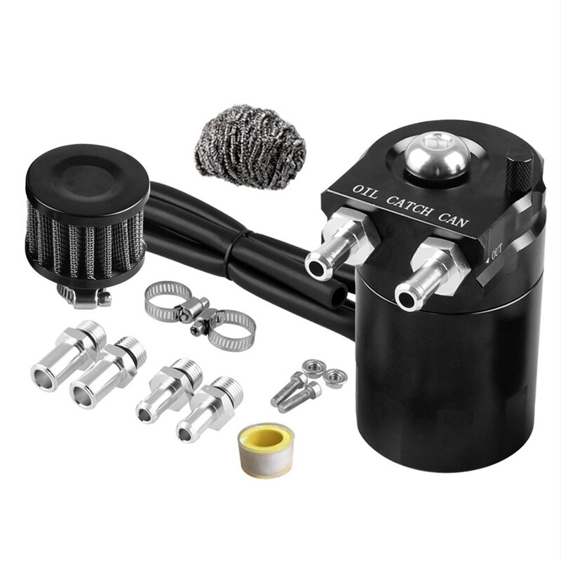 Oil Catch Can Air Breather Tank Filter Baffled Universal Black