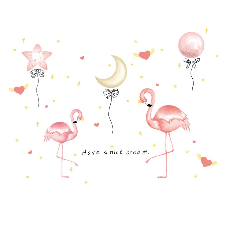 Tecknad enhörning djurväggklistermärken diy maskros blommor väggdekaler för barnrum baby sovrum heminredningstillbehör: Flamingo klistermärke