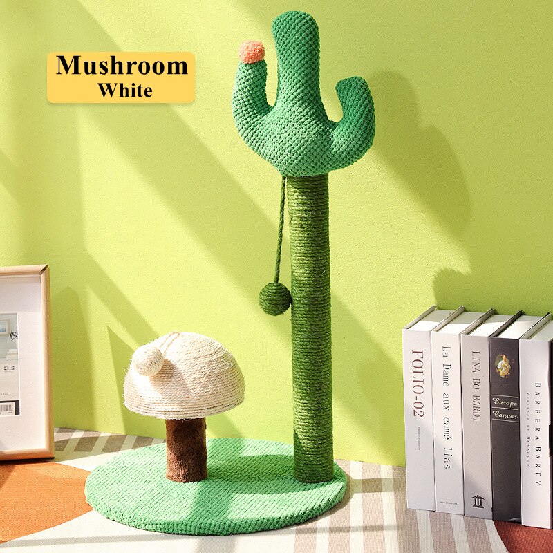 Cactus Kat Krabpaal Met Sisal Touw Kat Scratcher Cactus Voor Katten Scratch Kitten Speelgoed Kat Nest Tree Huis Meubels shelve: Mushroom White