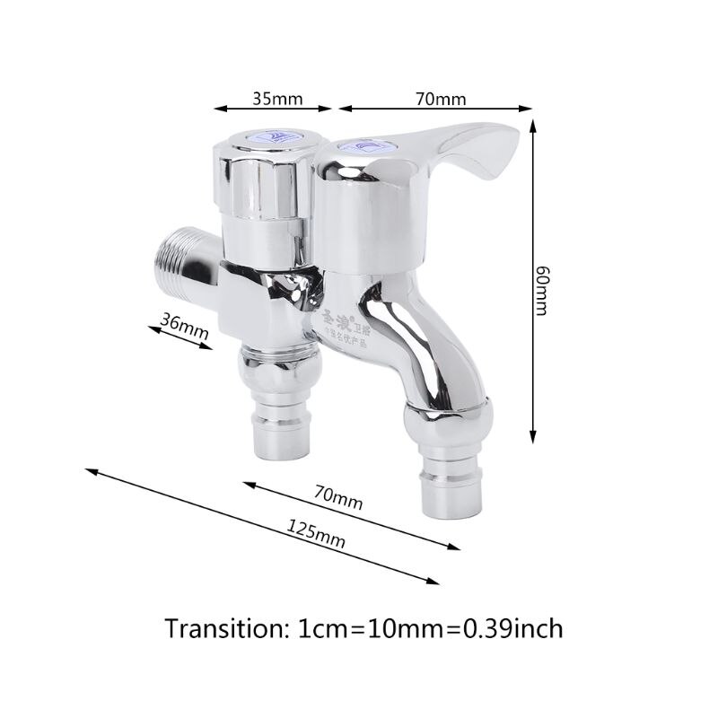 Multifunctionele wasmachinekraan dubbele uitlaat dubbele aansluiting waterkraan