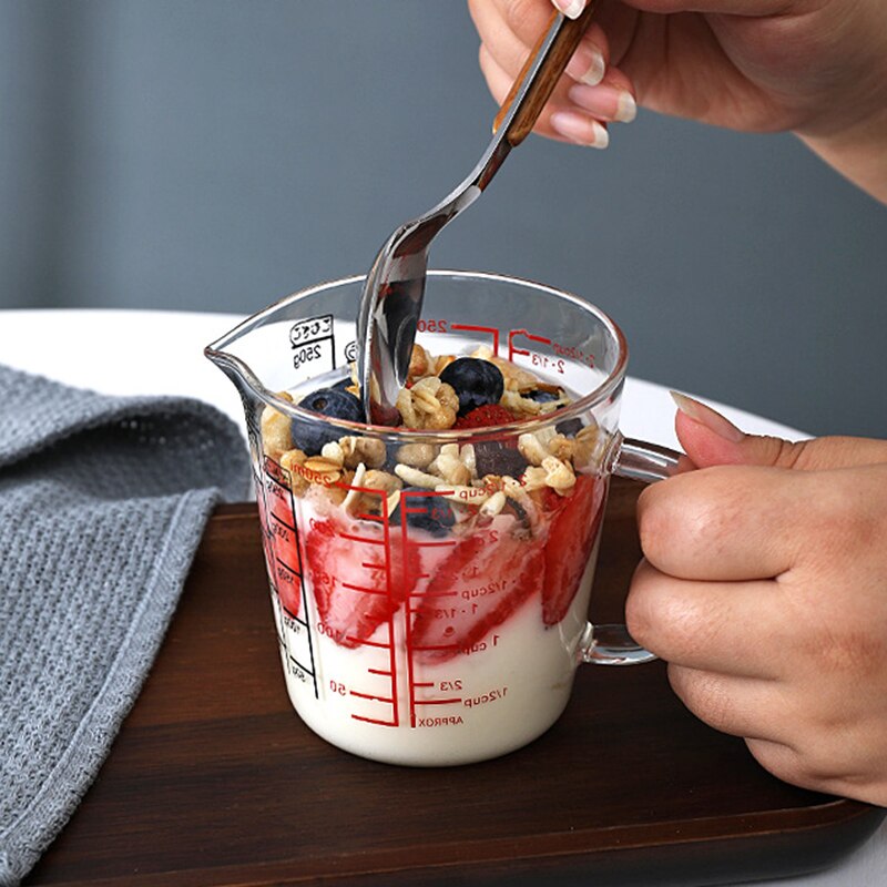 Glass Measuring Cup Jug Heat Resistant Glass Cup Measure Jug Creamer Scale Cup Glass Cup Kitchen Dining Bar FP8