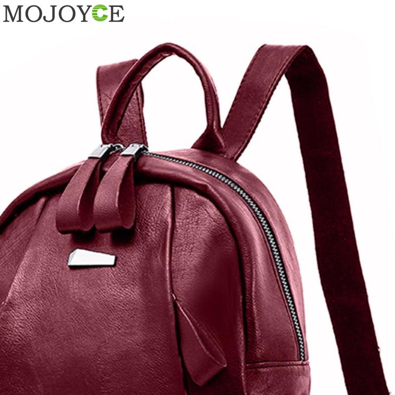 Sacs à dos en cuir PU femmes fermeture à glissière solide Mochila Escolar sacs d'école pour adolescents filles voyage sac à bandoulière décontracté sac à dos bleu