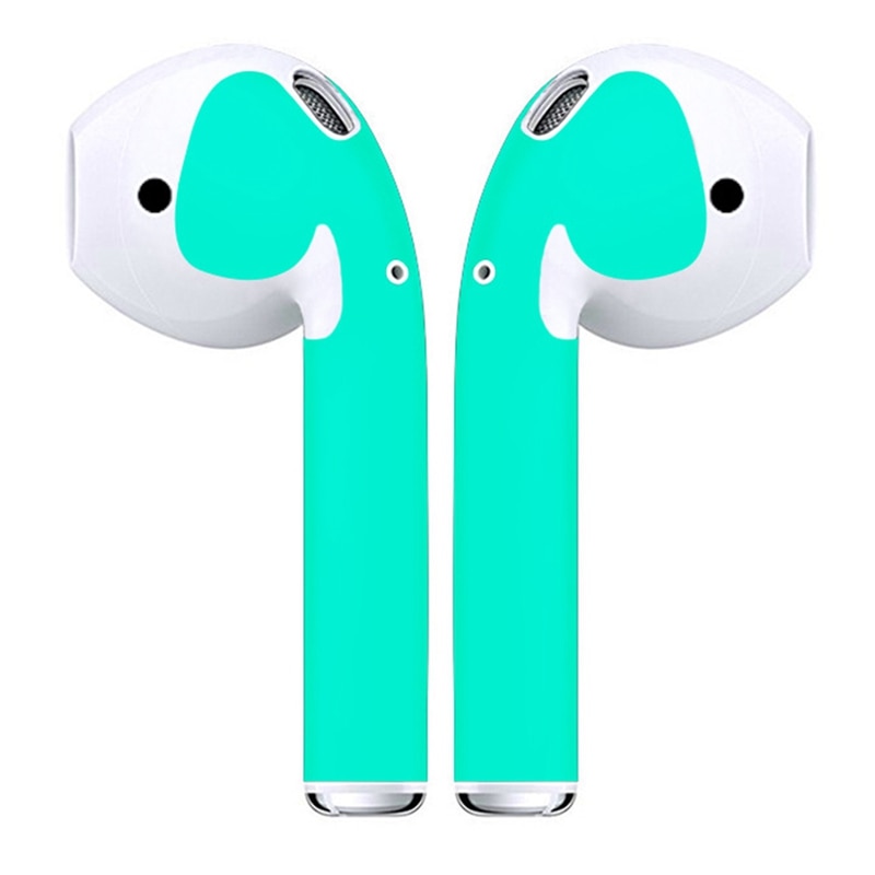 1 pair Multi-colored Autoadesivo Della Pelle di Protezione Senza Fili di Bluetooth del Trasduttore Auricolare Protettiva Avvolge Film Auricolare Paster per Airpods: Green