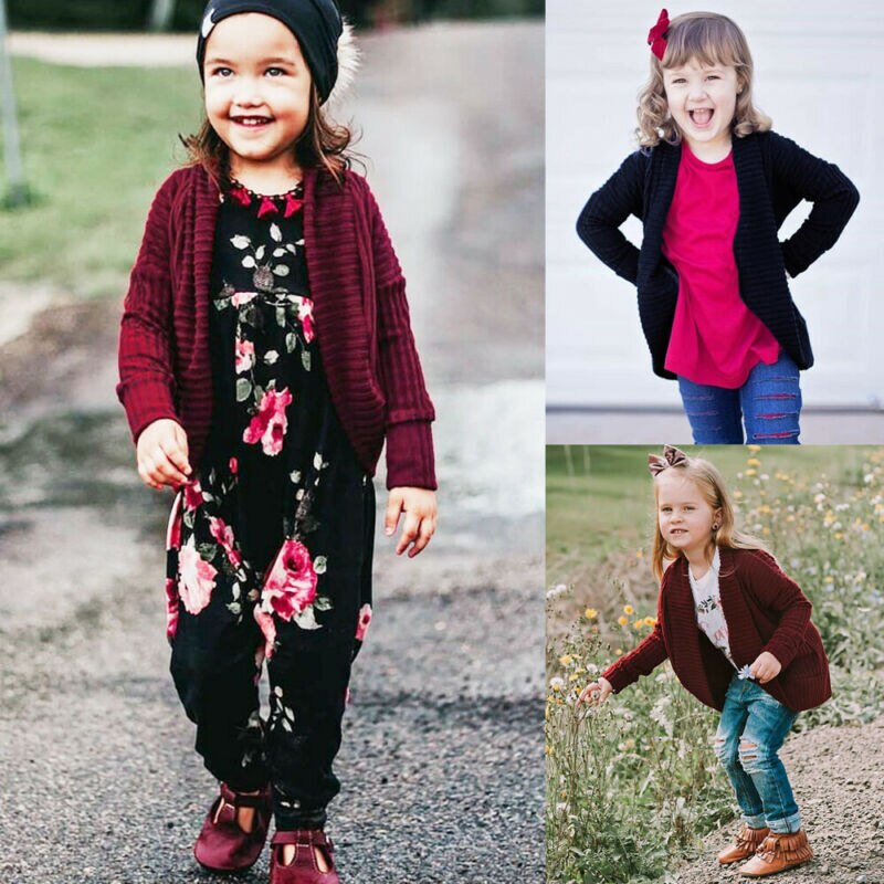 Peuter Kids Baby Meisje Gebreide Trui Vest Jas Lange Mouw Top Uitloper Meisjes Trui Top Kleding