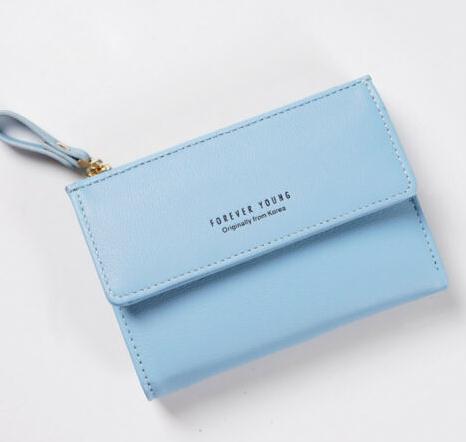 Kvinder små punge dame læder brevpung kort unisex mønttaske enkel til kvinders clutchkortholder pung: Blå