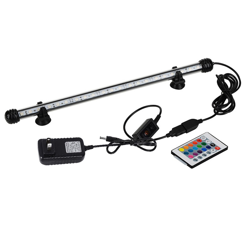 Aquarium Dimmable RGB Light Waterproof Underwear Bar Lamp Remote Control Aquarium Atmosphere Light: 48cm US Plug
